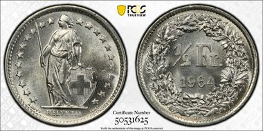 1964 B 1/2 Fr MS67