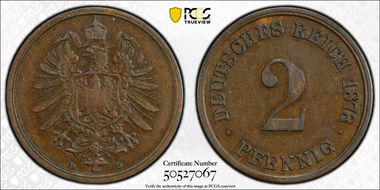 1873-D 2 Pfg J-2 AU53BN
