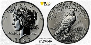 2023-S $1 Peace Dollar Rev PR Two-Coin Reverse Proof Set PR70