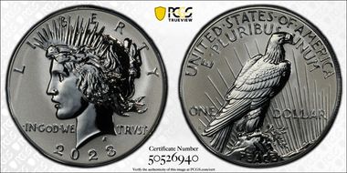 2023-S $1 Peace Dollar Rev PR Two-Coin Reverse Proof Set PR70