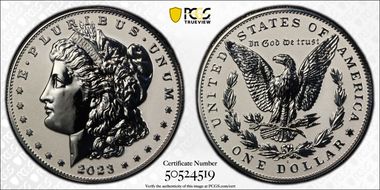 2023-S $1 Morgan Dollar Rev PR  Two-Coin Reverse Proof Set First Strike PR69