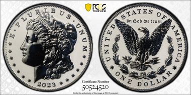 2023-S $1 Morgan Dollar Rev PR  Two-Coin Reverse Proof Set First Strike PR70