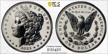 2023-S $1 Morgan Dollar Rev PR  Two-Coin Reverse Proof Set First Strike PR69