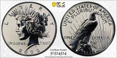 2023-S $1 Peace Dollar Rev PR Two-Coin Reverse Proof Set First Strike PR70