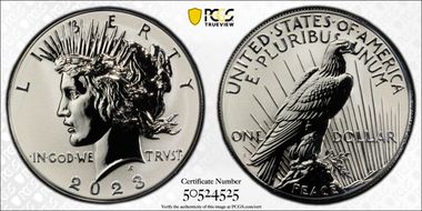 2023-S $1 Peace Dollar Rev PR Two-Coin Reverse Proof Set First Strike PR70