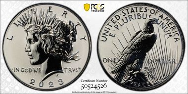 2023-S $1 Peace Dollar Rev PR Two-Coin Reverse Proof Set First Strike PR70