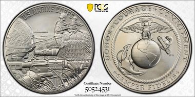 (2023) Medal U.S. Marine Corps Matte 1 oz Ag MS70