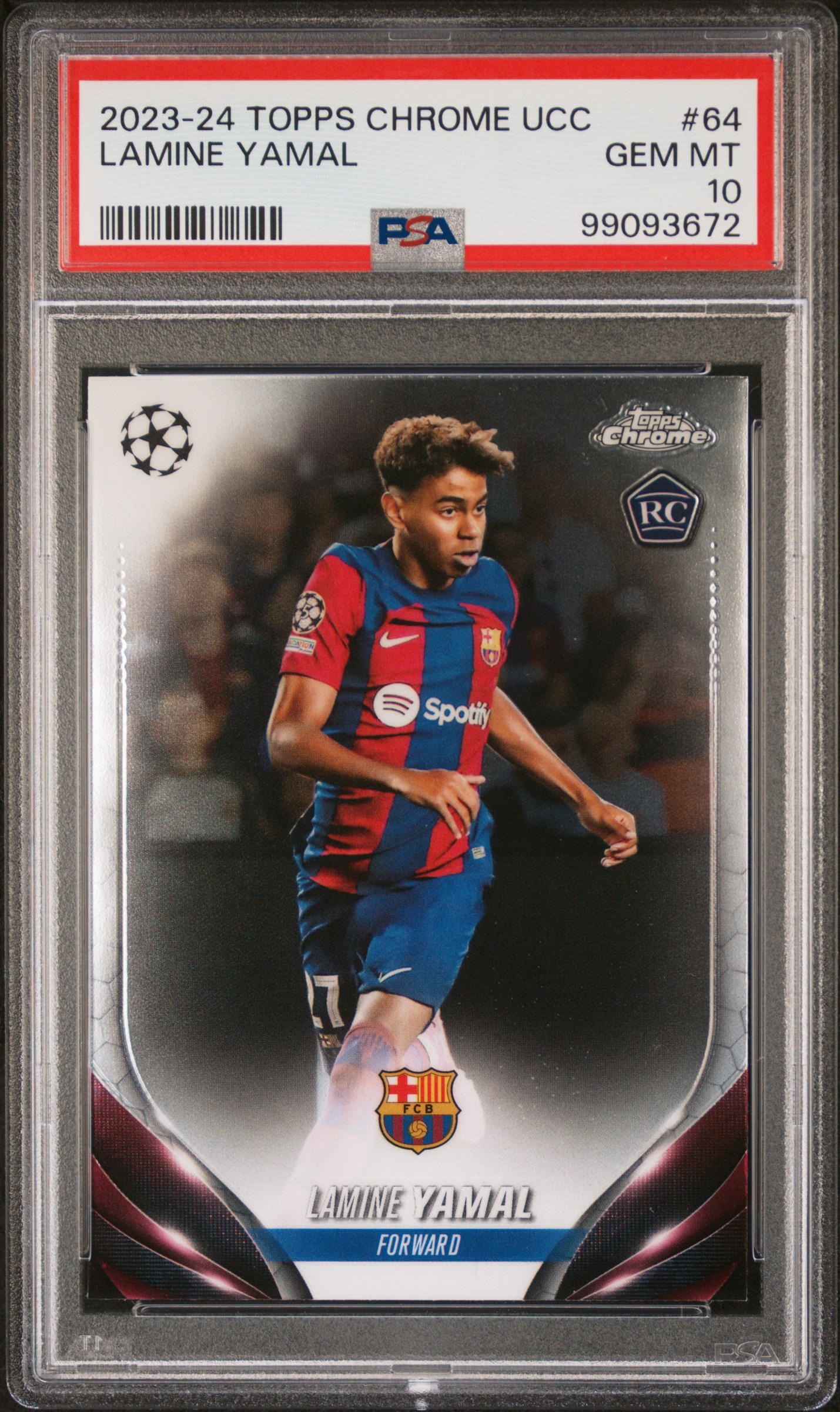 2023-24 Topps Chrome Uefa Club Competitions Lamine Yamal #64 Gem Mt 10 front