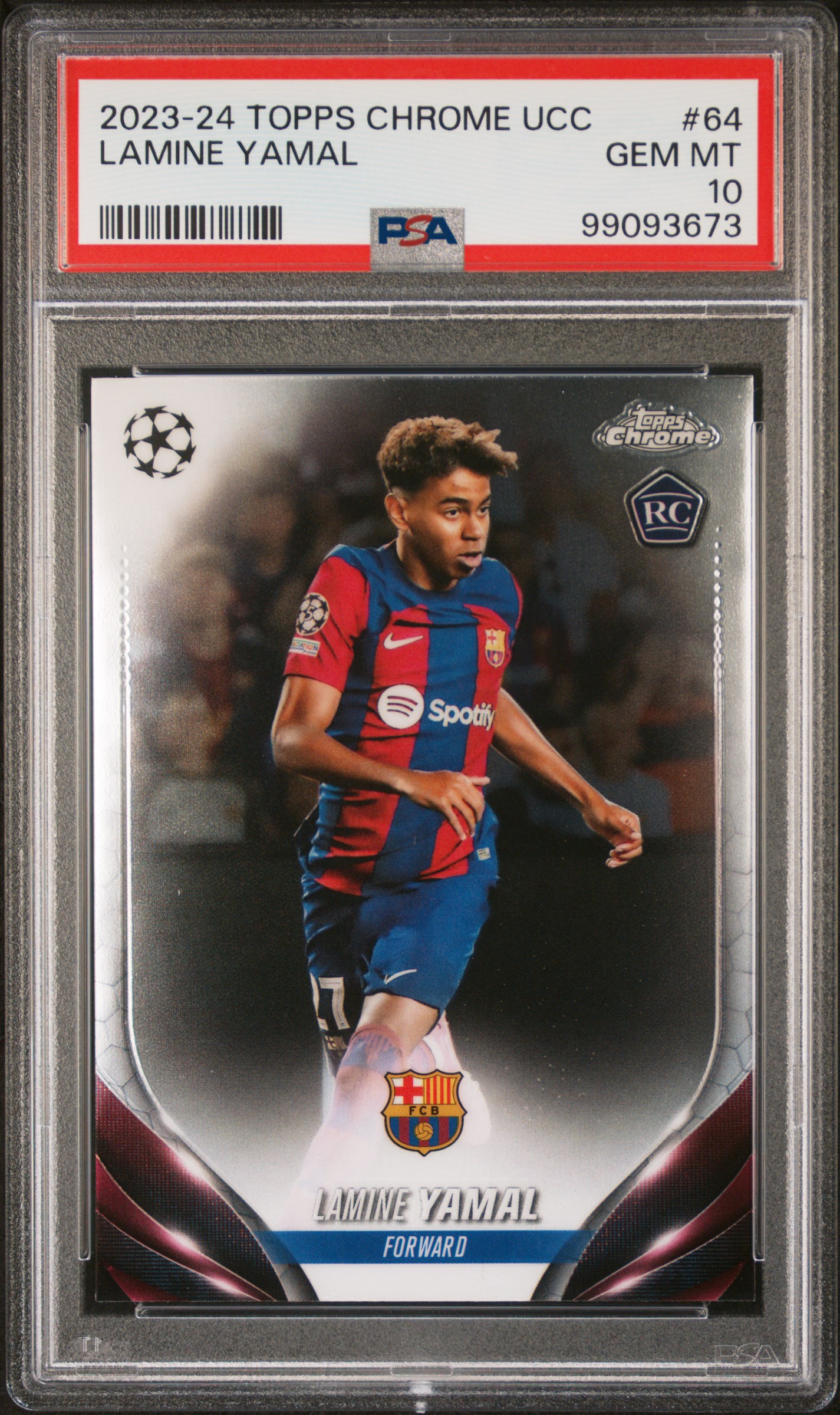 2023-24 Topps Chrome Uefa Club Competitions Lamine Yamal #64 Gem Mt 10 front