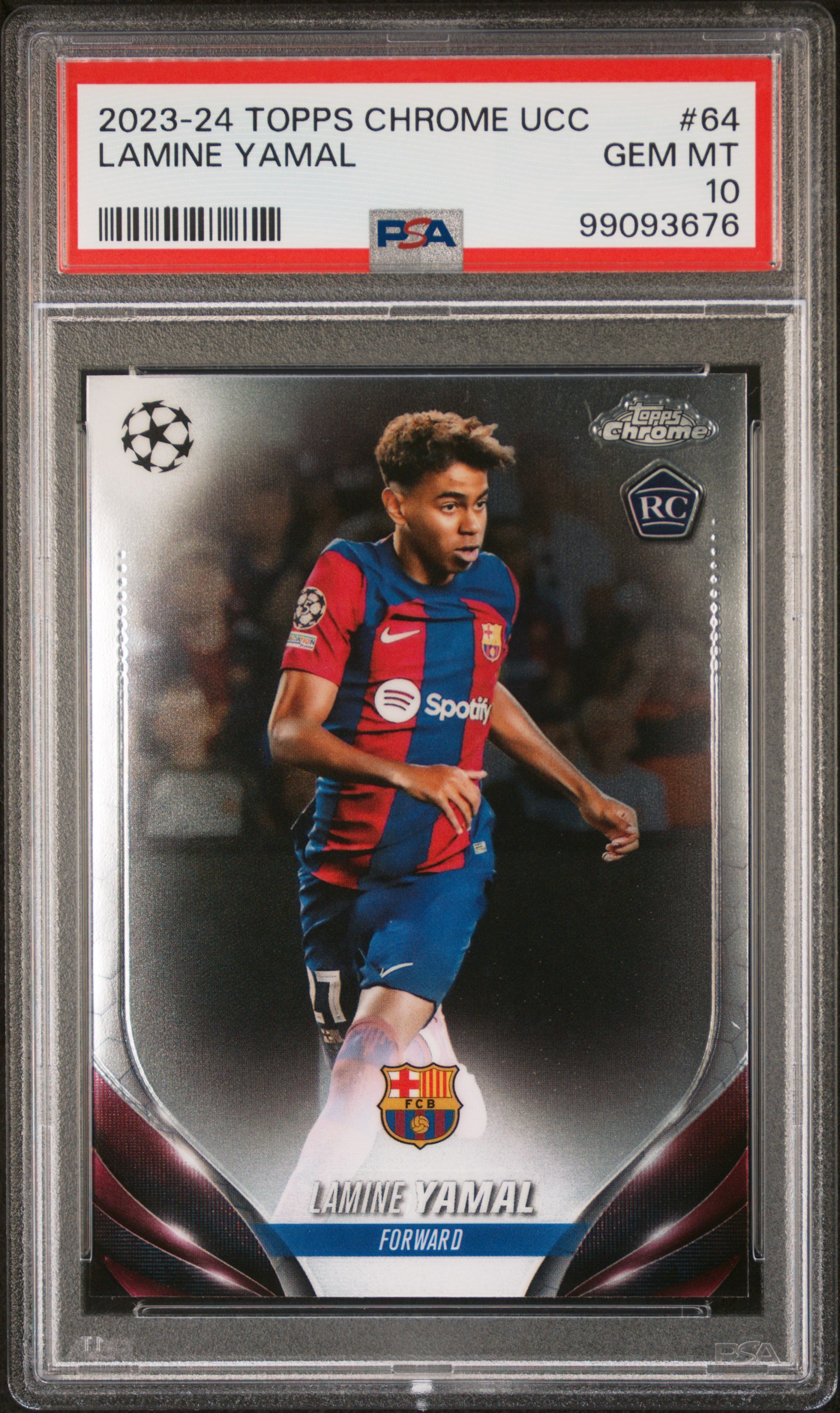 2023-24 Topps Chrome Uefa Club Competitions Lamine Yamal #64 Gem Mt 10 front