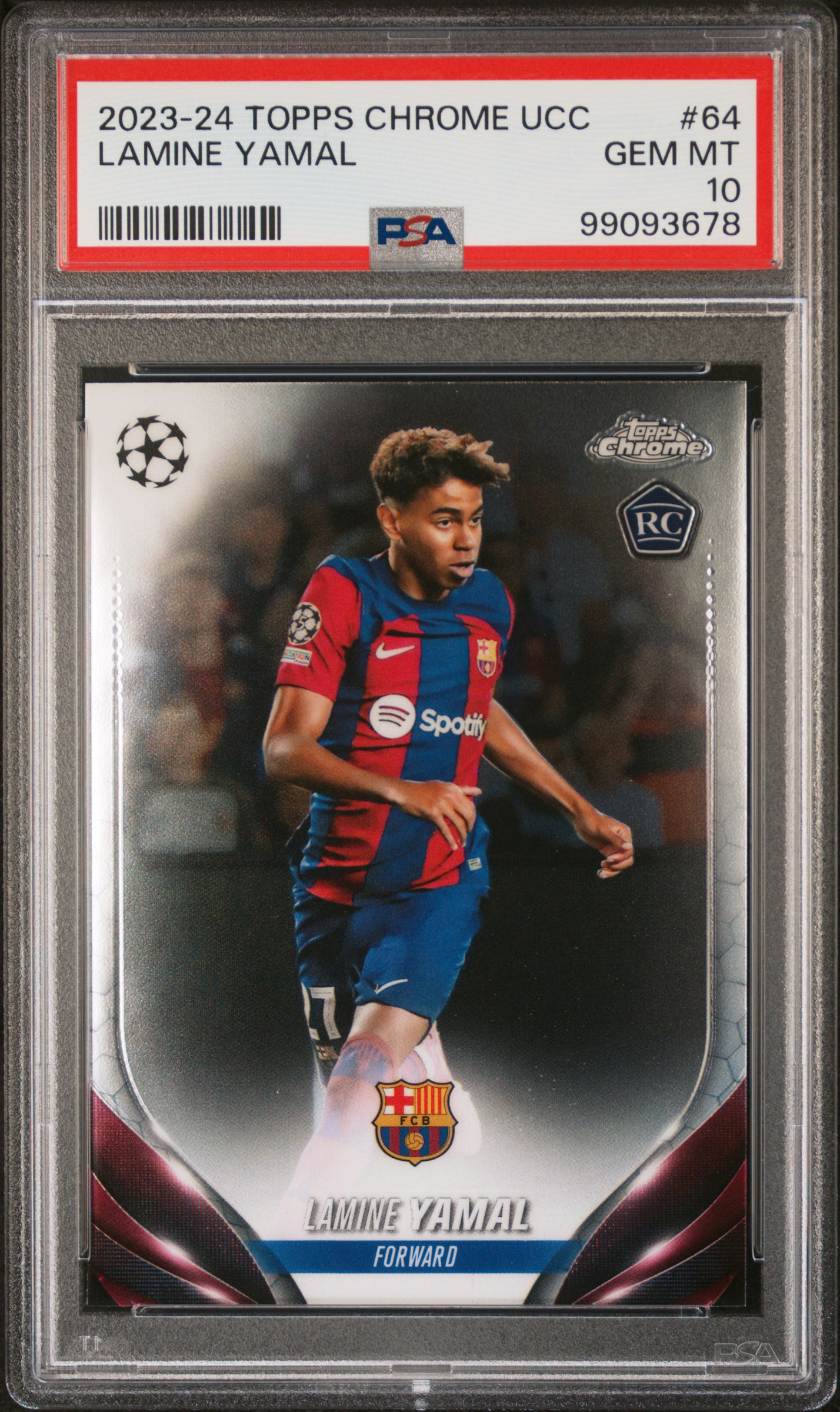 2023-24 Topps Chrome Uefa Club Competitions Lamine Yamal #64 Gem Mt 10 front