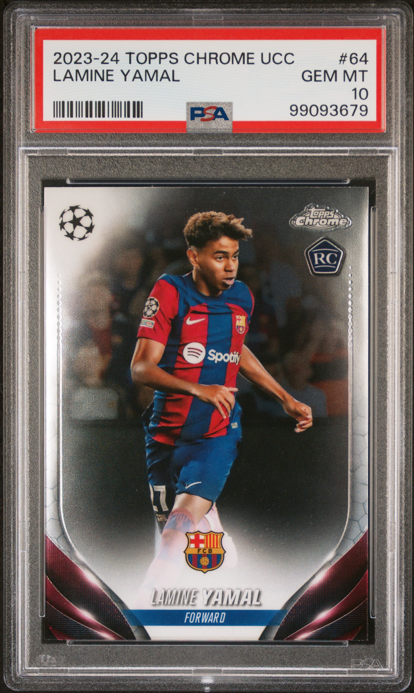 2023-24 Topps Chrome Uefa Club Competitions Lamine Yamal #64 Gem Mt 10 front