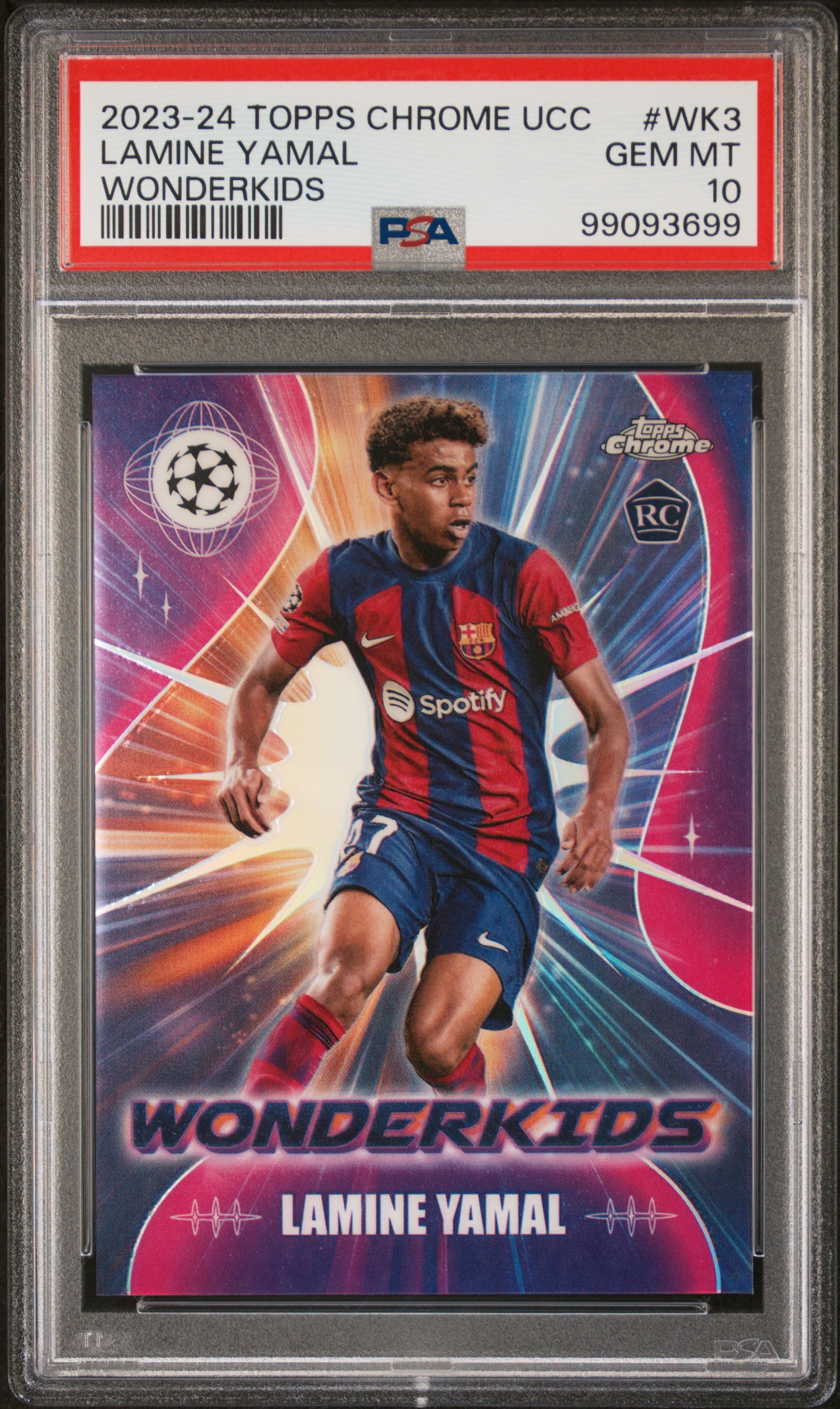 2023-24 Topps Chrome Uefa Club Competitions Wonderkids Lamine Yamal #Wk3 Gem Mt 10 front