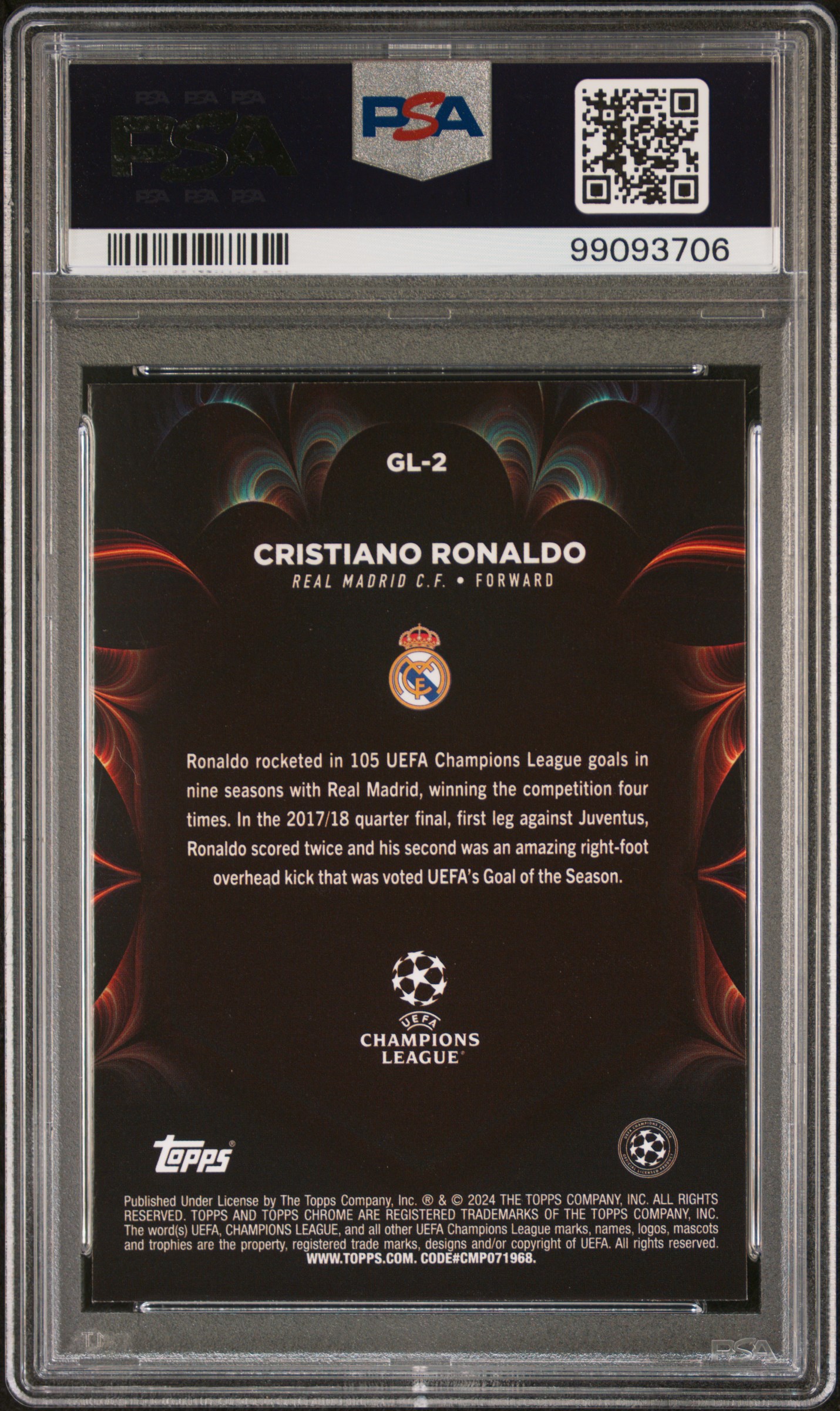 2023-24 Topps Chrome Uefa Club Competitions Golazo Cristiano Ronaldo #Gl2 Gem Mt 10 back