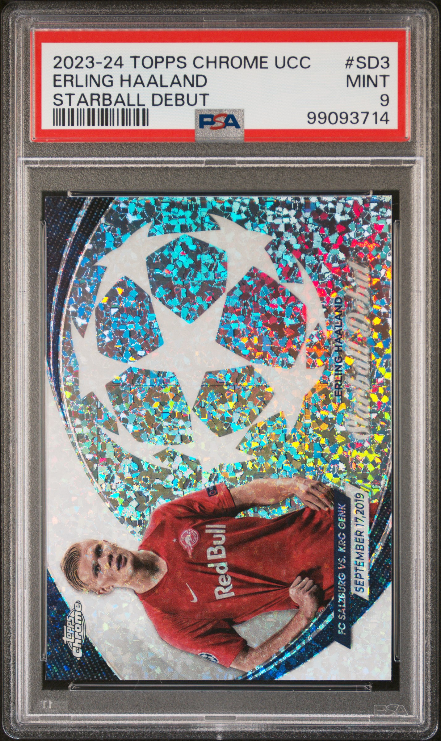 2023-24 Topps Chrome Uefa Club Competitions Starball Debut Erling Haaland #Sd3 Mint 9 front