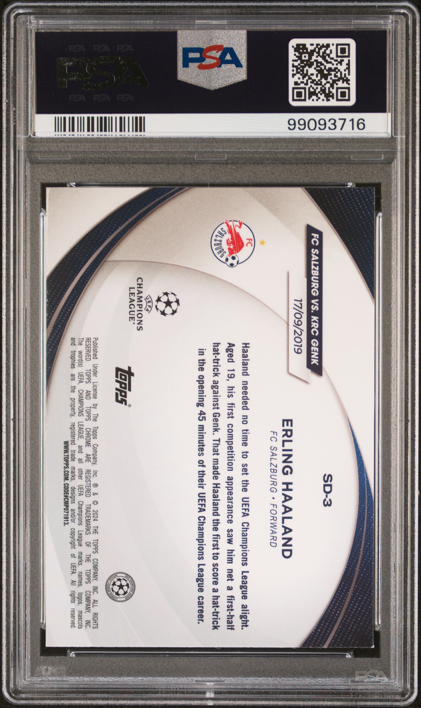 2023-24 Topps Chrome Uefa Club Competitions Starball Debut Erling Haaland #Sd3 Mint 9 back