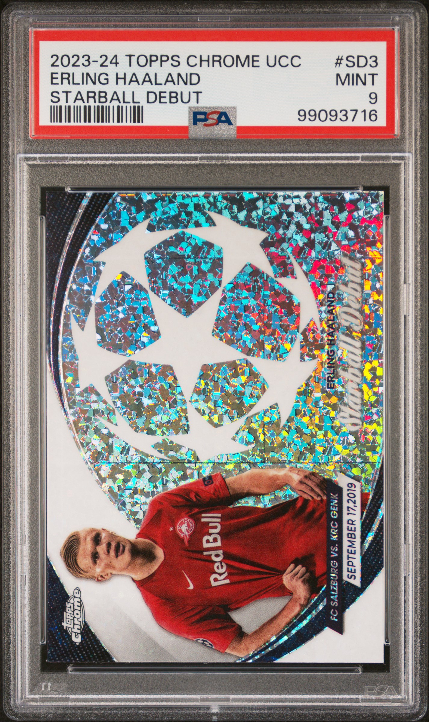 2023-24 Topps Chrome Uefa Club Competitions Starball Debut Erling Haaland #Sd3 Mint 9 front