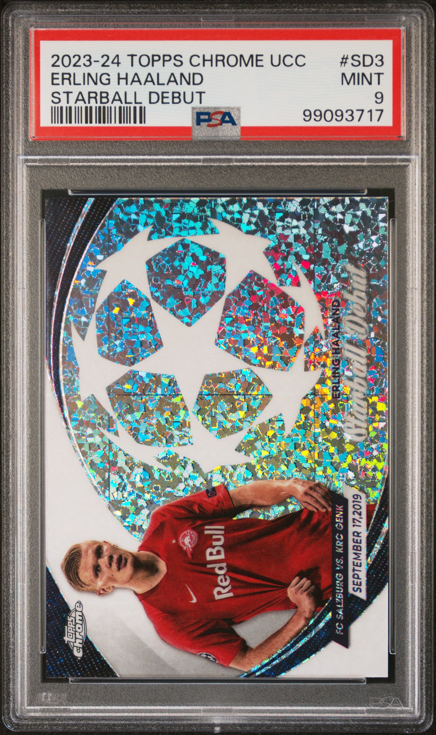2023-24 Topps Chrome Uefa Club Competitions Starball Debut Erling Haaland #Sd3 Mint 9 front