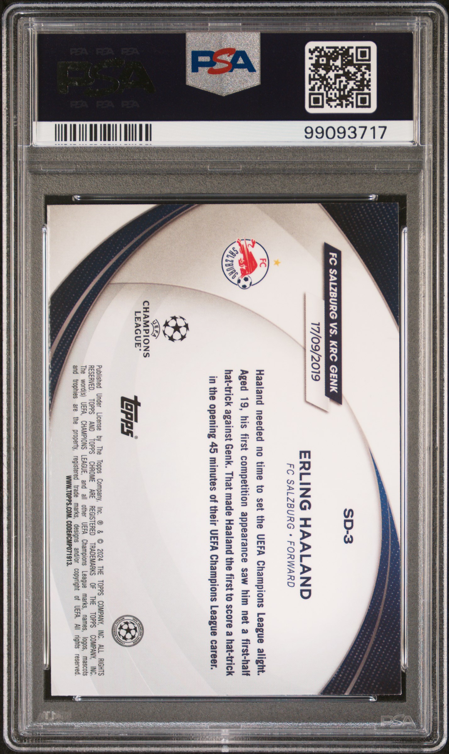 2023-24 Topps Chrome Uefa Club Competitions Starball Debut Erling Haaland #Sd3 Mint 9 back