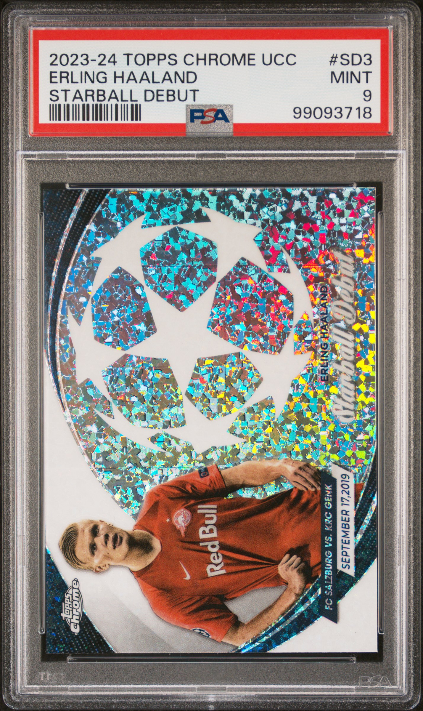 2023-24 Topps Chrome Uefa Club Competitions Starball Debut Erling Haaland #Sd3 Mint 9 front