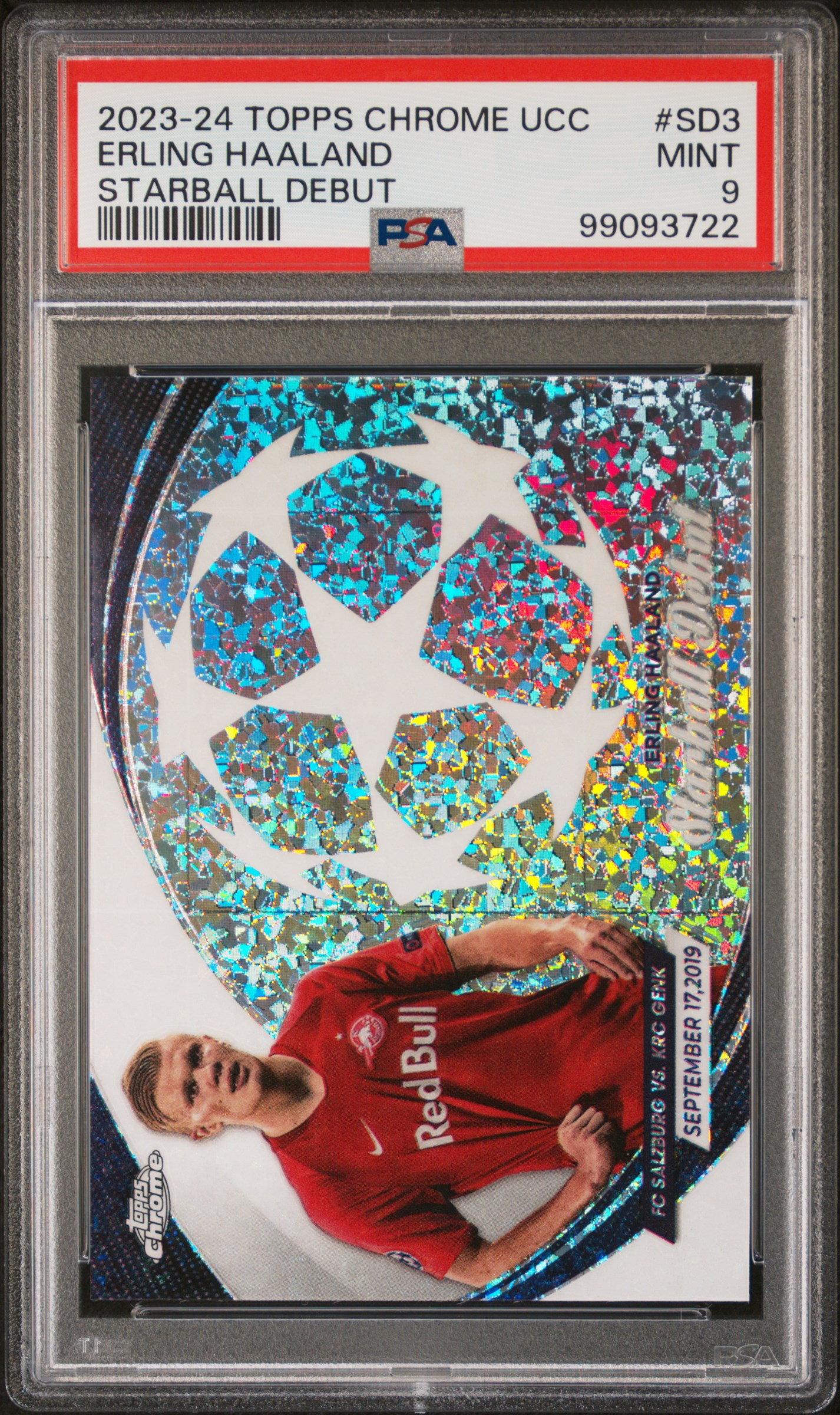 2023-24 Topps Chrome Uefa Club Competitions Starball Debut Erling Haaland #Sd3 Mint 9 front