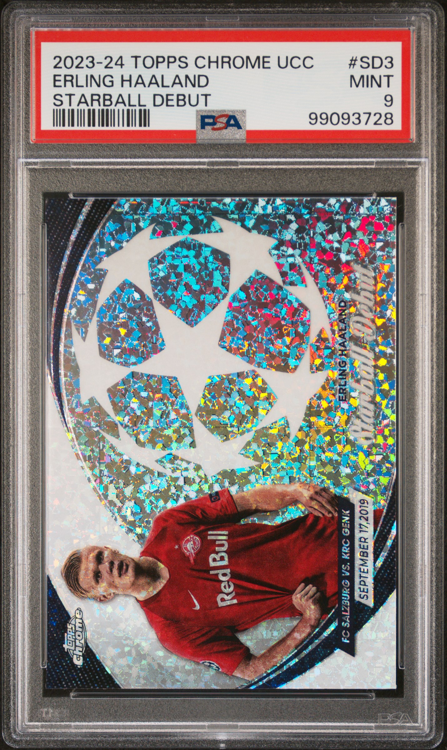 2023-24 Topps Chrome Uefa Club Competitions Starball Debut Erling Haaland #Sd3 Mint 9 front
