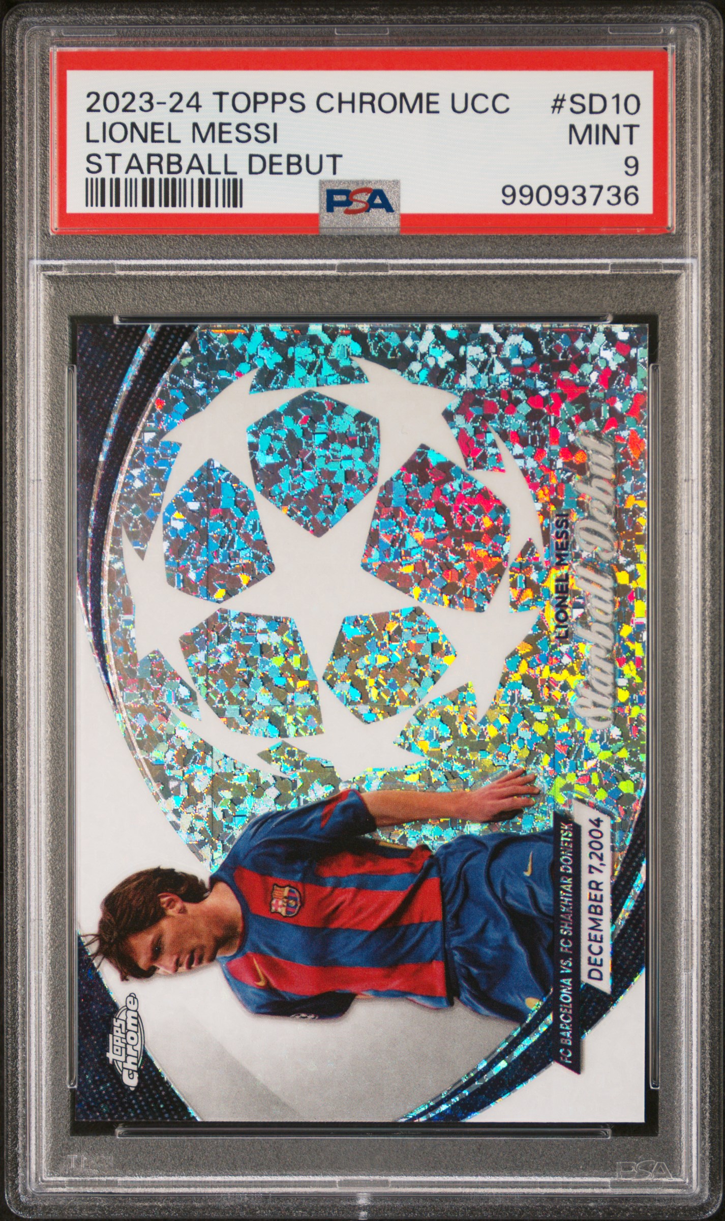 2023-24 Topps Chrome Uefa Club Competitions Starball Debut Lionel Messi #Sd10 Mint 9 front