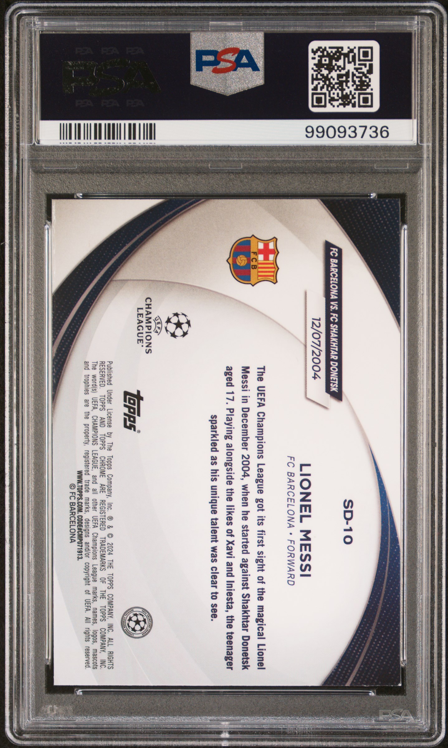 2023-24 Topps Chrome Uefa Club Competitions Starball Debut Lionel Messi #Sd10 Mint 9 back