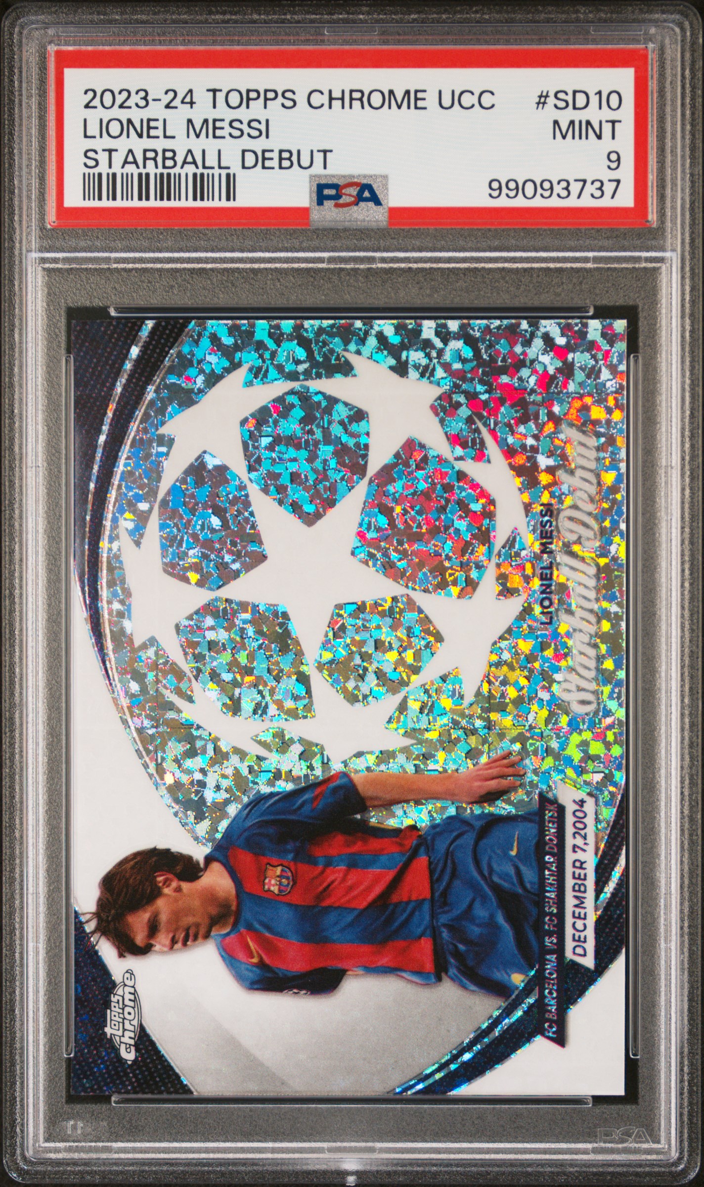2023-24 Topps Chrome Uefa Club Competitions Starball Debut Lionel Messi #Sd10 Mint 9 front
