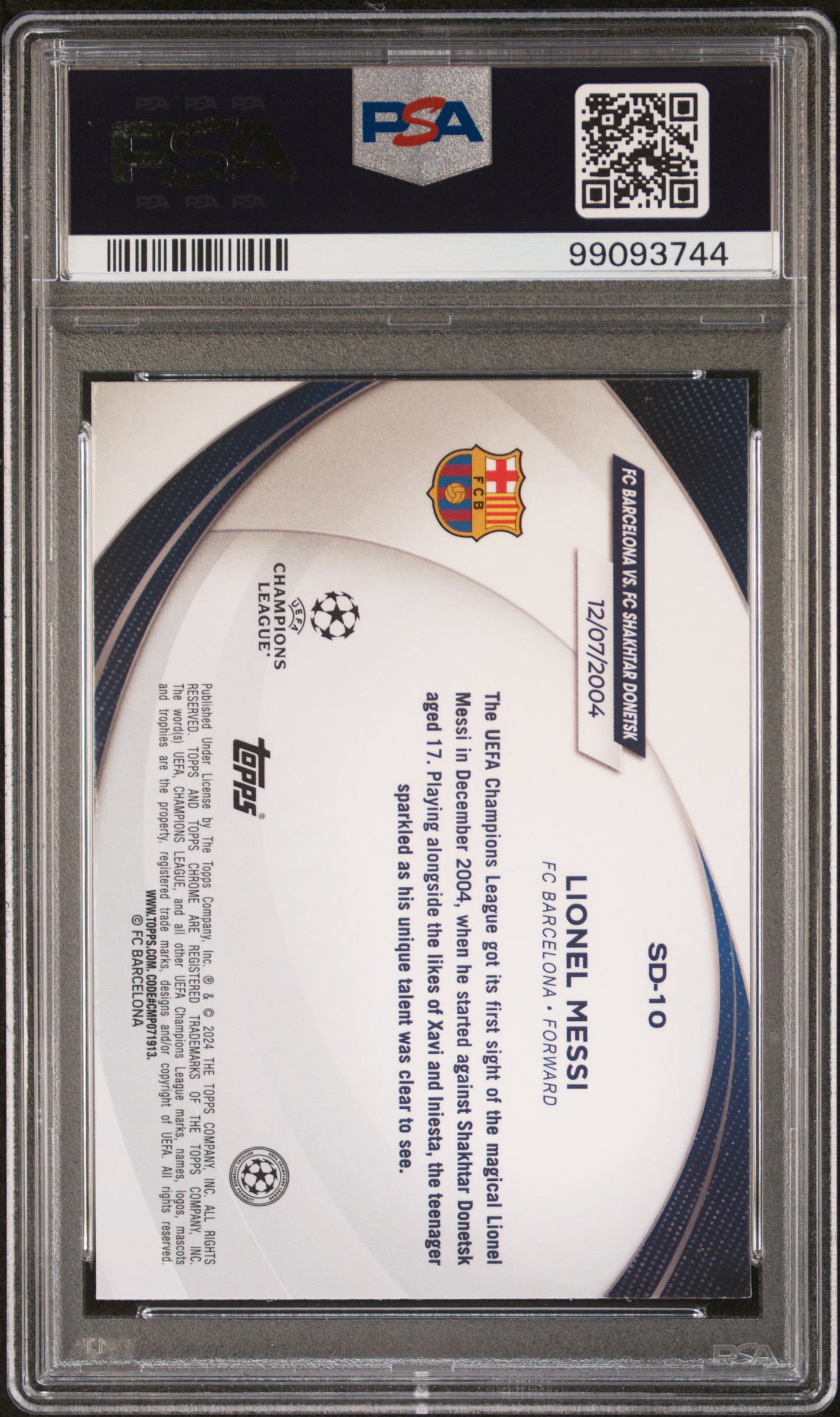 2023-24 Topps Chrome Uefa Club Competitions Starball Debut Lionel Messi #Sd10 Gem Mt 10 back