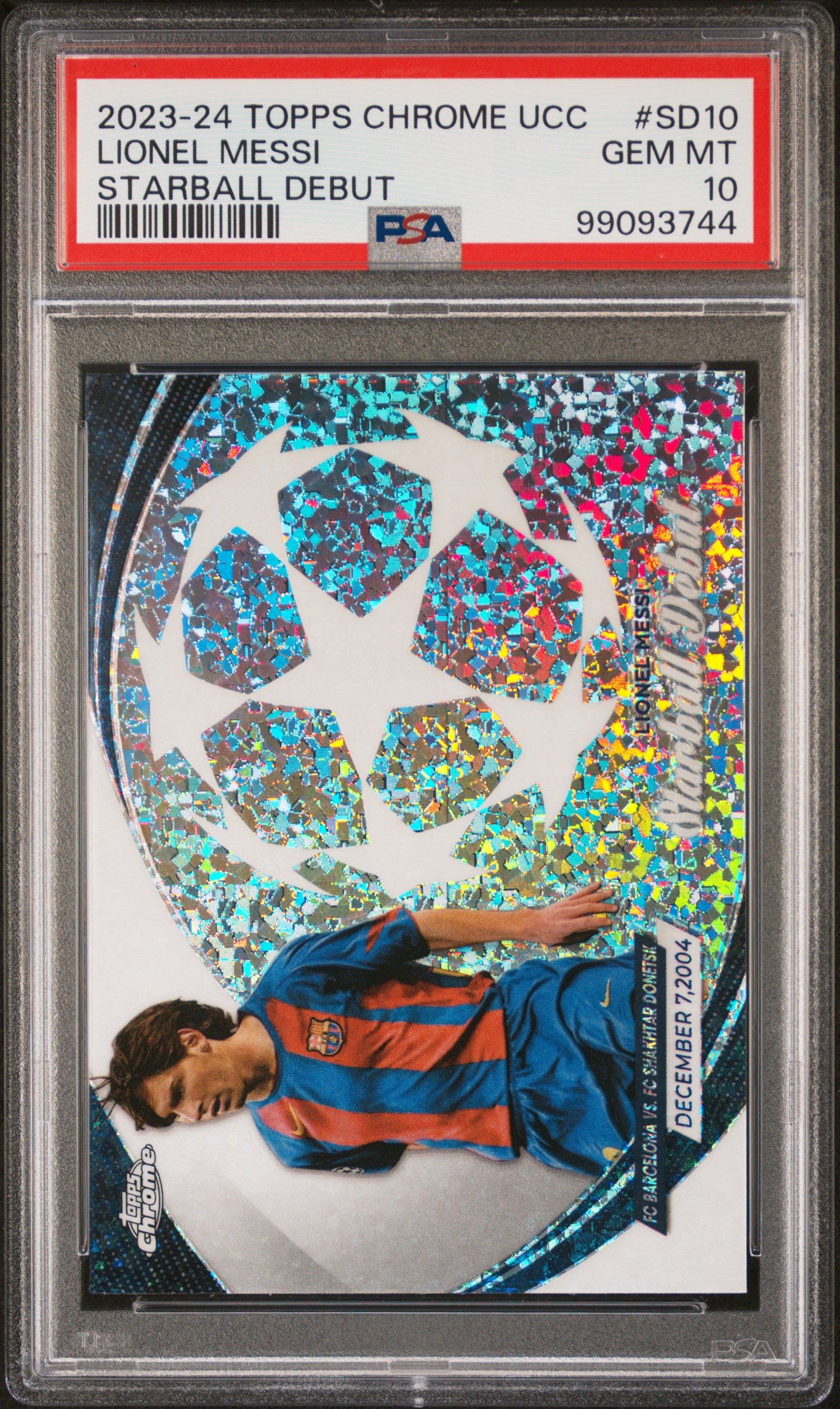 2023-24 Topps Chrome Uefa Club Competitions Starball Debut Lionel Messi #Sd10 Gem Mt 10 front