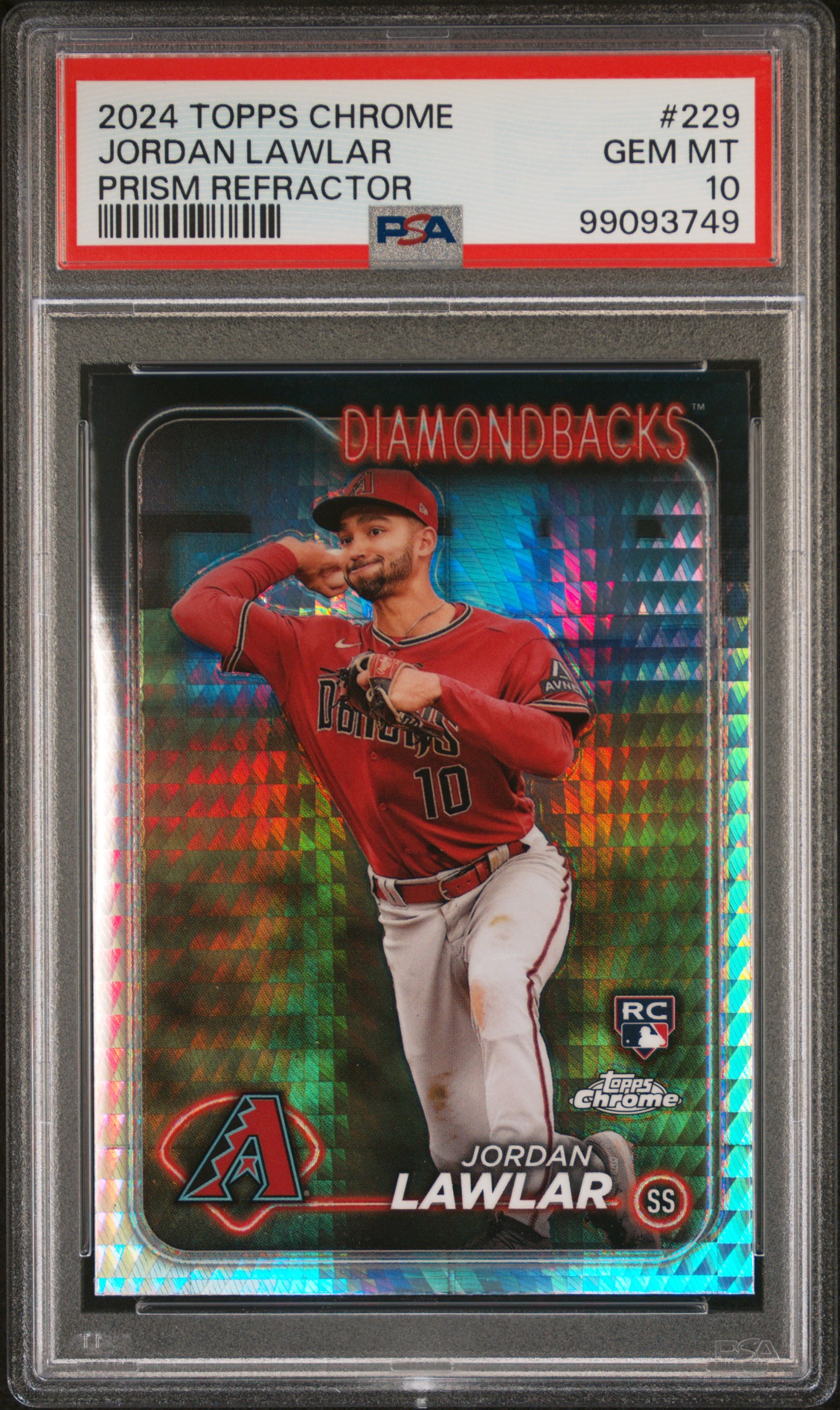 2024 Topps Chrome Jordan Lawlar #229 (Prism Refractor) Gem Mt 10 front