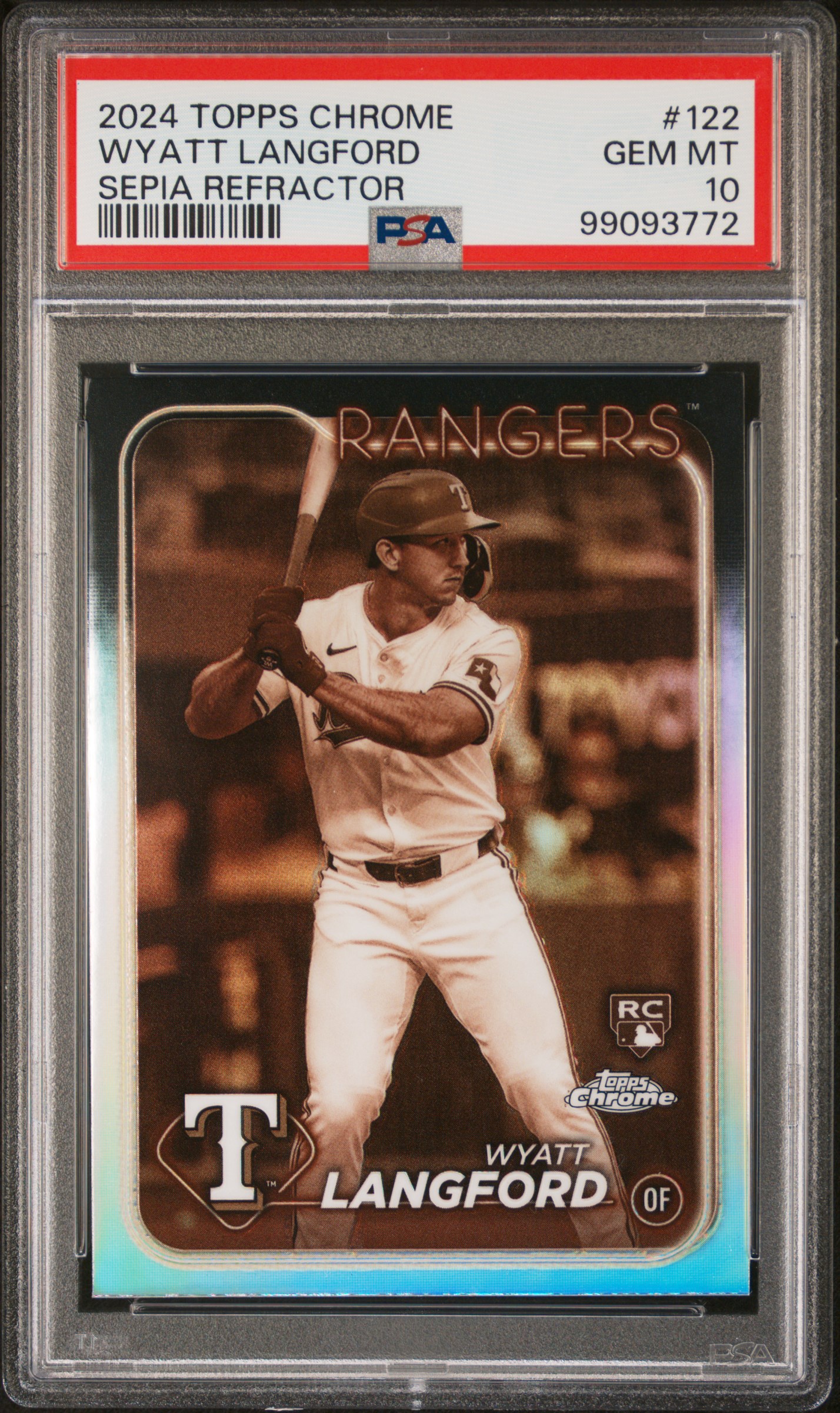 2024 Topps Chrome Wyatt Langford #122 (Sepia Refractor) Gem Mt 10 front