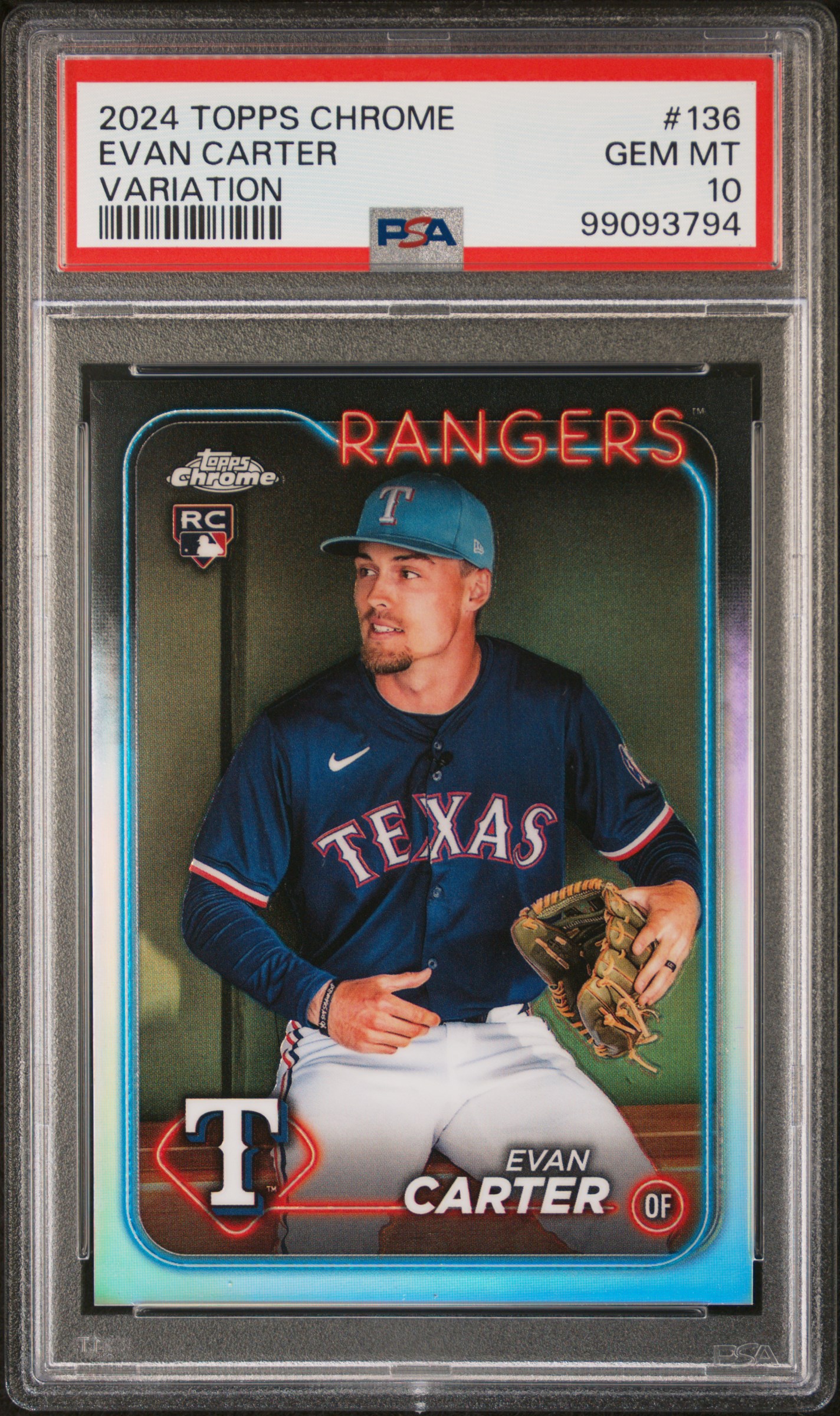 2024 Topps Chrome Evan Carter #136 (Variation) Gem Mt 10 front