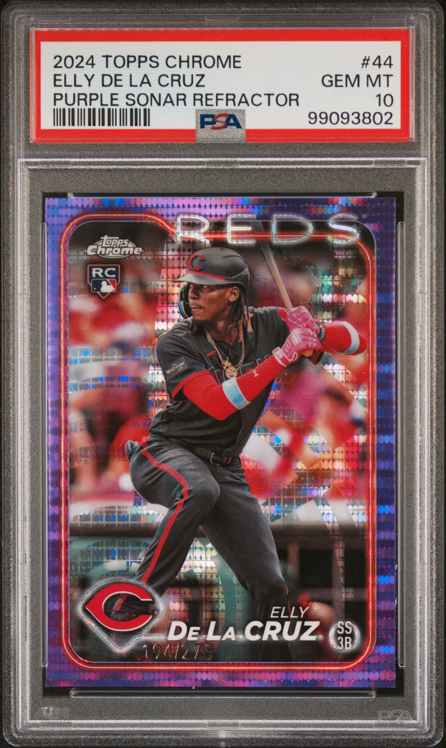 2024 Topps Chrome Elly De La Cruz #44 (Purple Sonar Refractor) Gem Mt 10 front