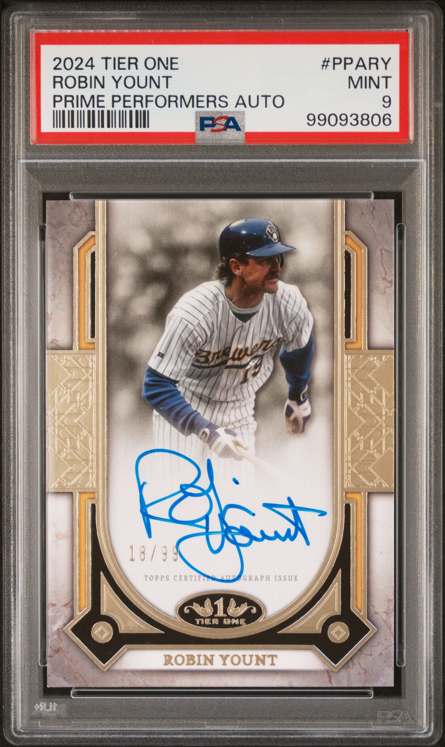 2024 Topps Tier One Prime Performers Autographs Robin Yount #Ppary Mint 9 front