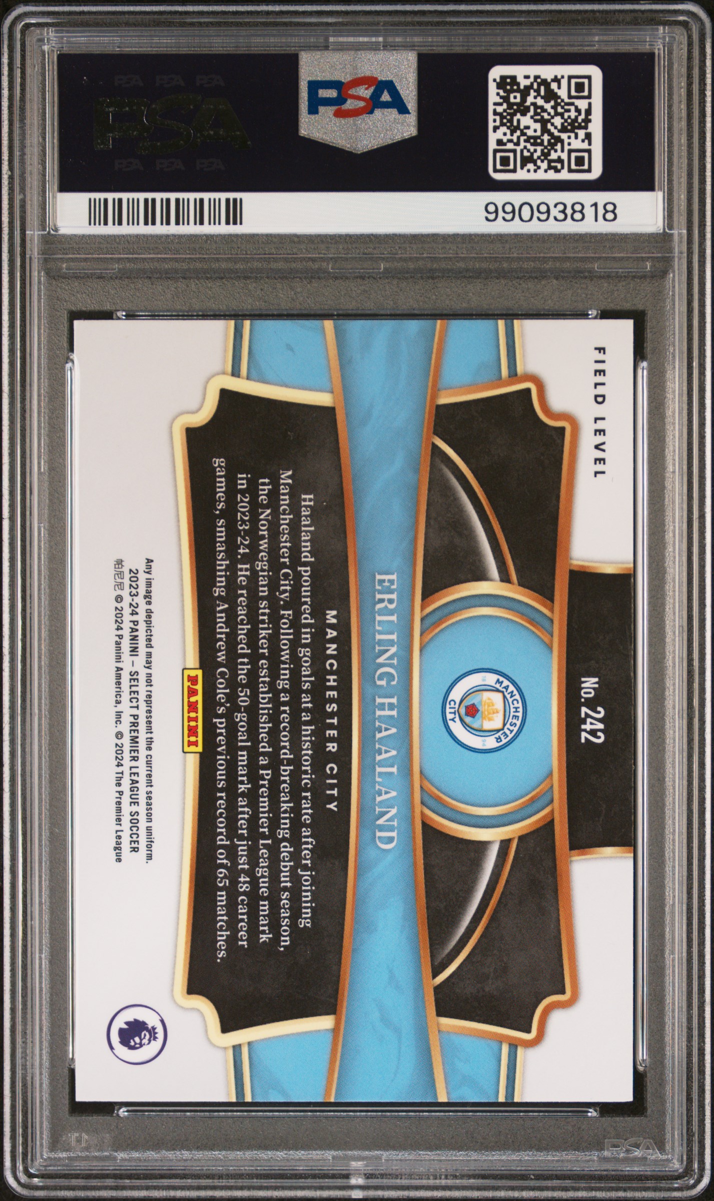 2023-24 Panini Select Premier League Erling Haaland #242 Gem Mt 10 back