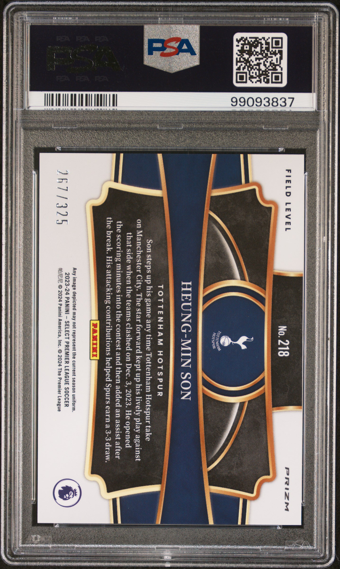 2023-24 Panini Select Premier League Heung-Min Son #218 (Pink Mojo) Gem Mt 10 back