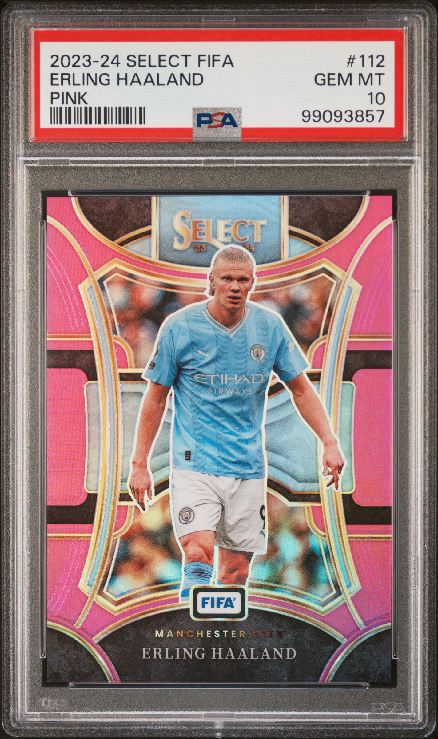 2023-24 Panini Select Fifa Erling Haaland #112 (Pink) Gem Mt 10 front