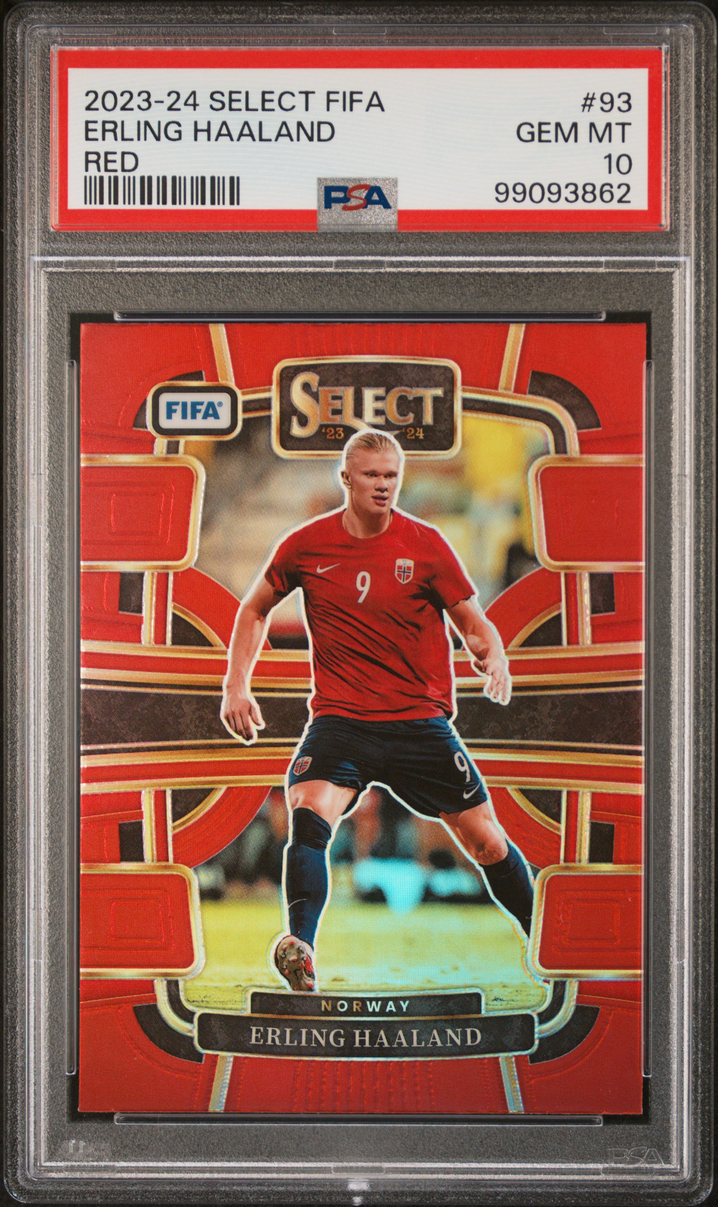 2023-24 Panini Select Fifa Erling Haaland #93 (Red) Gem Mt 10 front