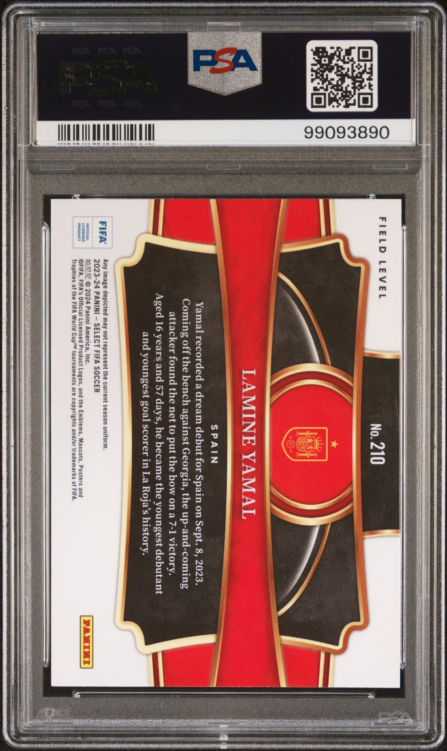 2023-24 Panini Select Fifa Lamine Yamal #210 Gem Mt 10 back