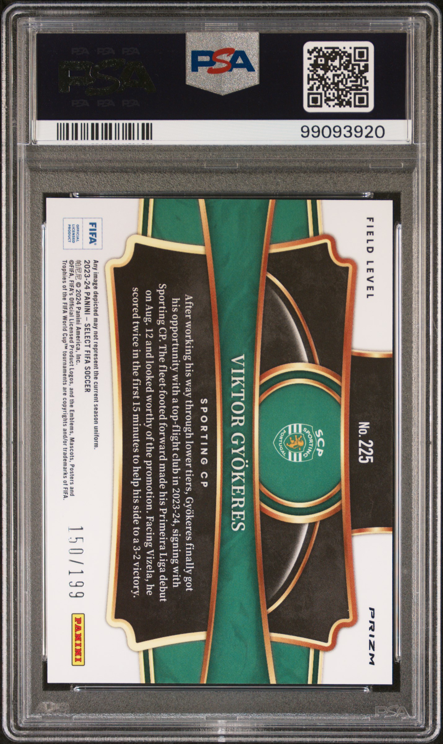 2023-24 Panini Select Fifa Viktor Gyokeres #225 (Pink Mojo) Gem Mt 10 back