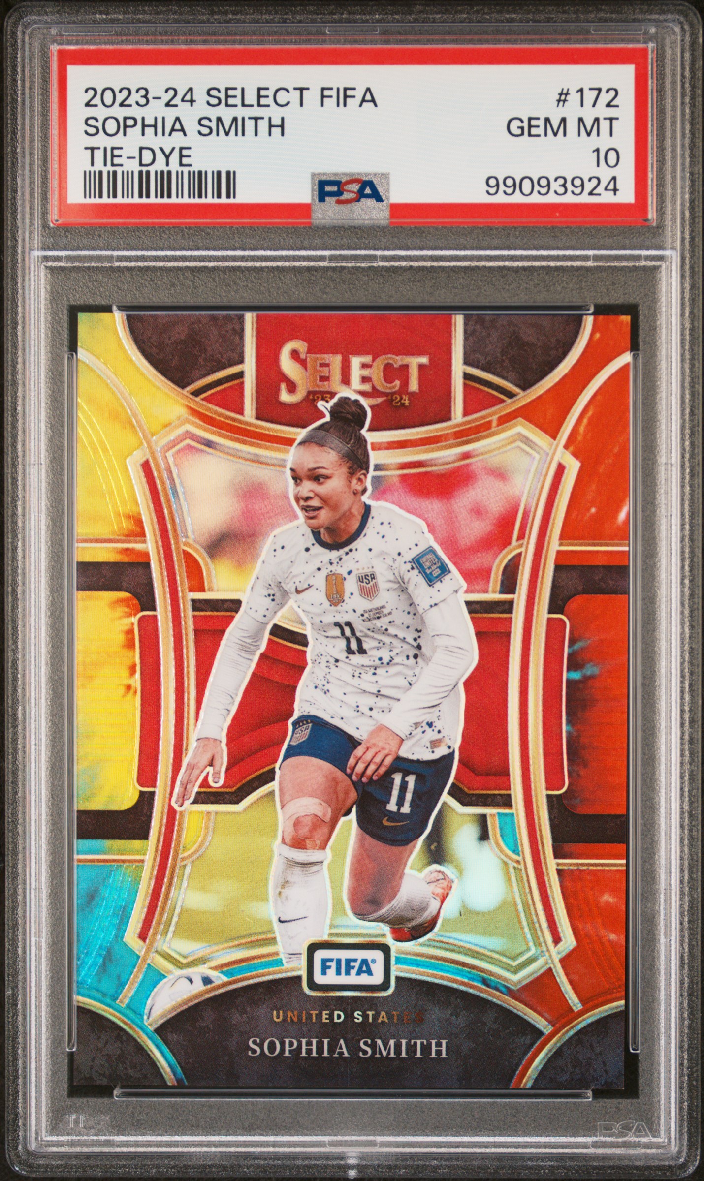 2023-24 Panini Select Fifa Sophia Smith #172 (Tie-Dye) Gem Mt 10 front