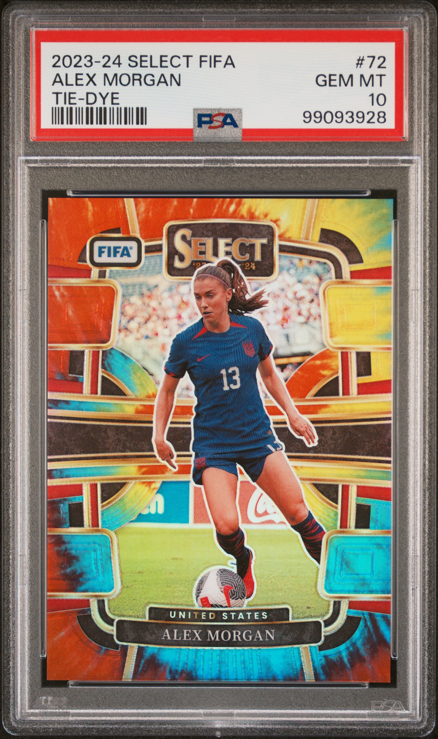 2023-24 Panini Select Fifa Alex Morgan #72 (Tie-Dye) Gem Mt 10 front