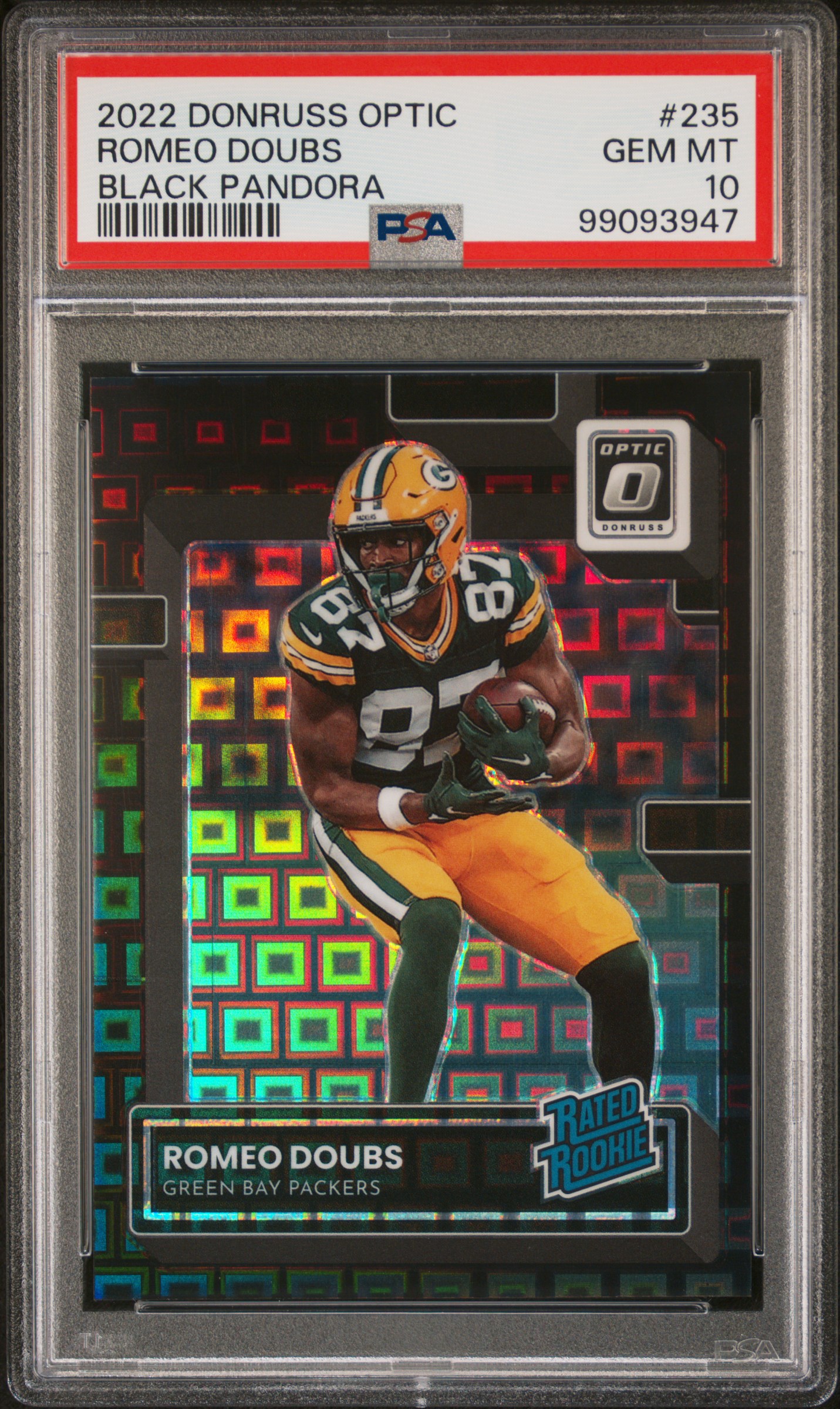 2022 Panini Donruss Optic Romeo Doubs #235 (Black Pandora) Gem Mt 10 front