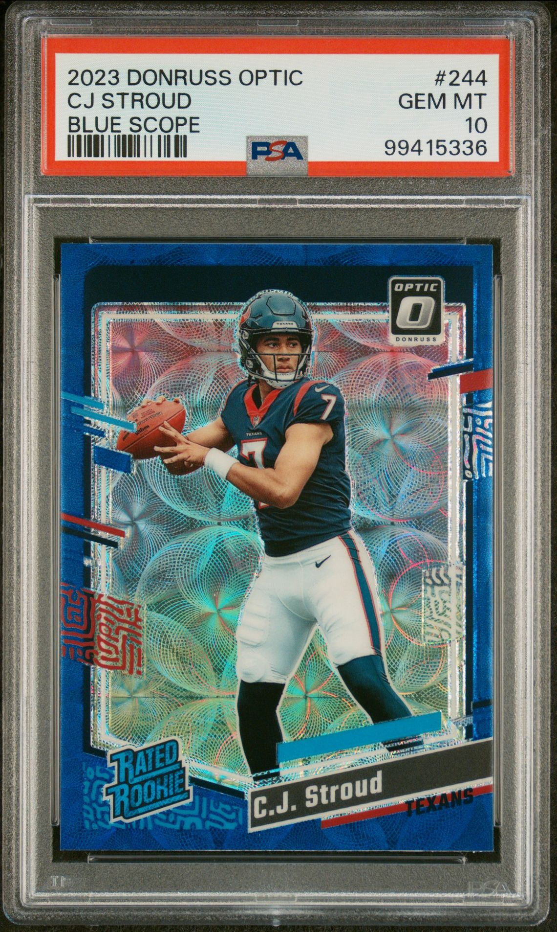 2023 Panini Donruss Optic Cj Stroud #244 (Blue Scope) Gem Mt 10 front