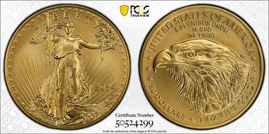 2024-W $50 Burnished Gold Eagle First Strike SP70