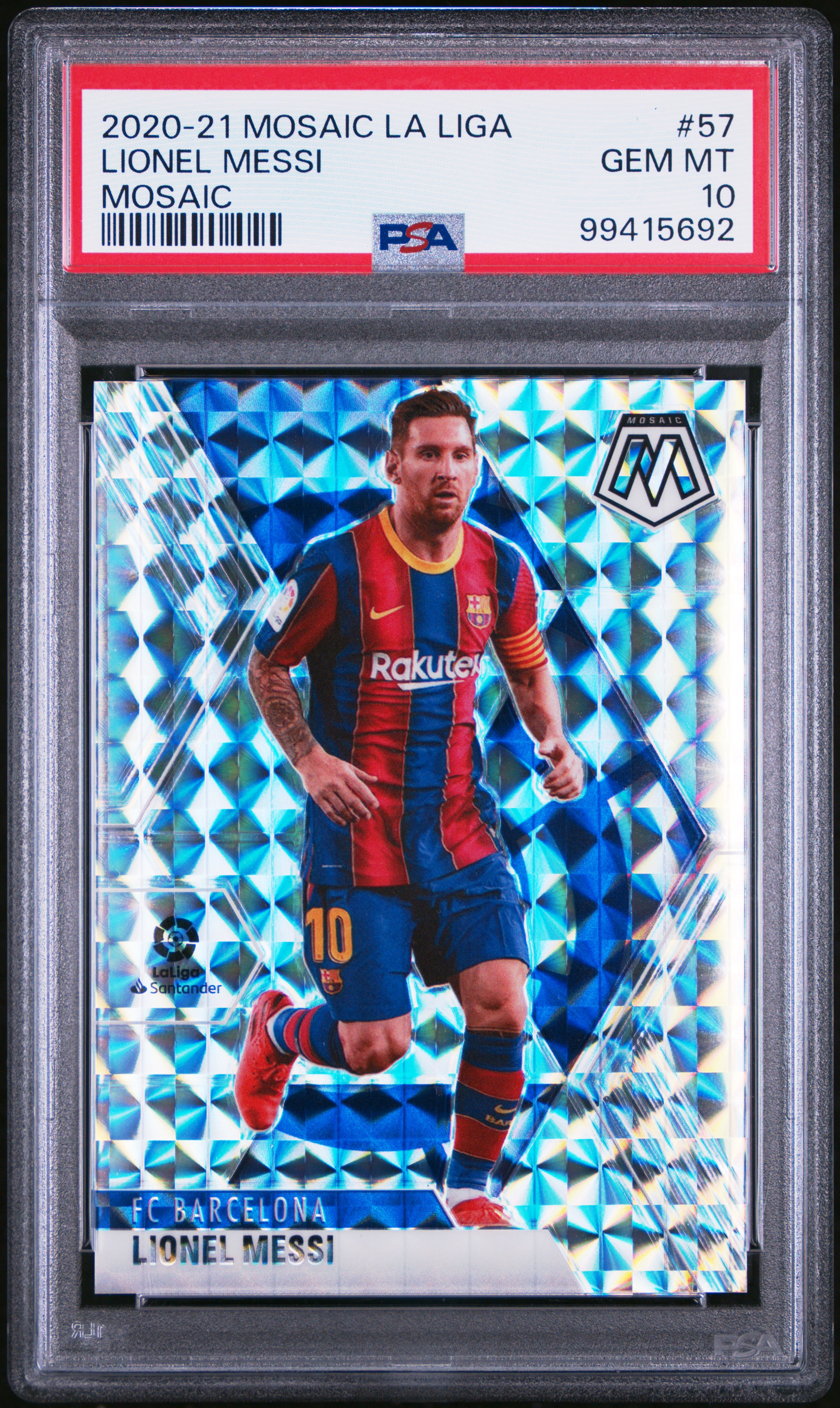 2020 Panini Mosaic La Liga Lionel Messi #57 (Mosaic) Gem Mt 10 front
