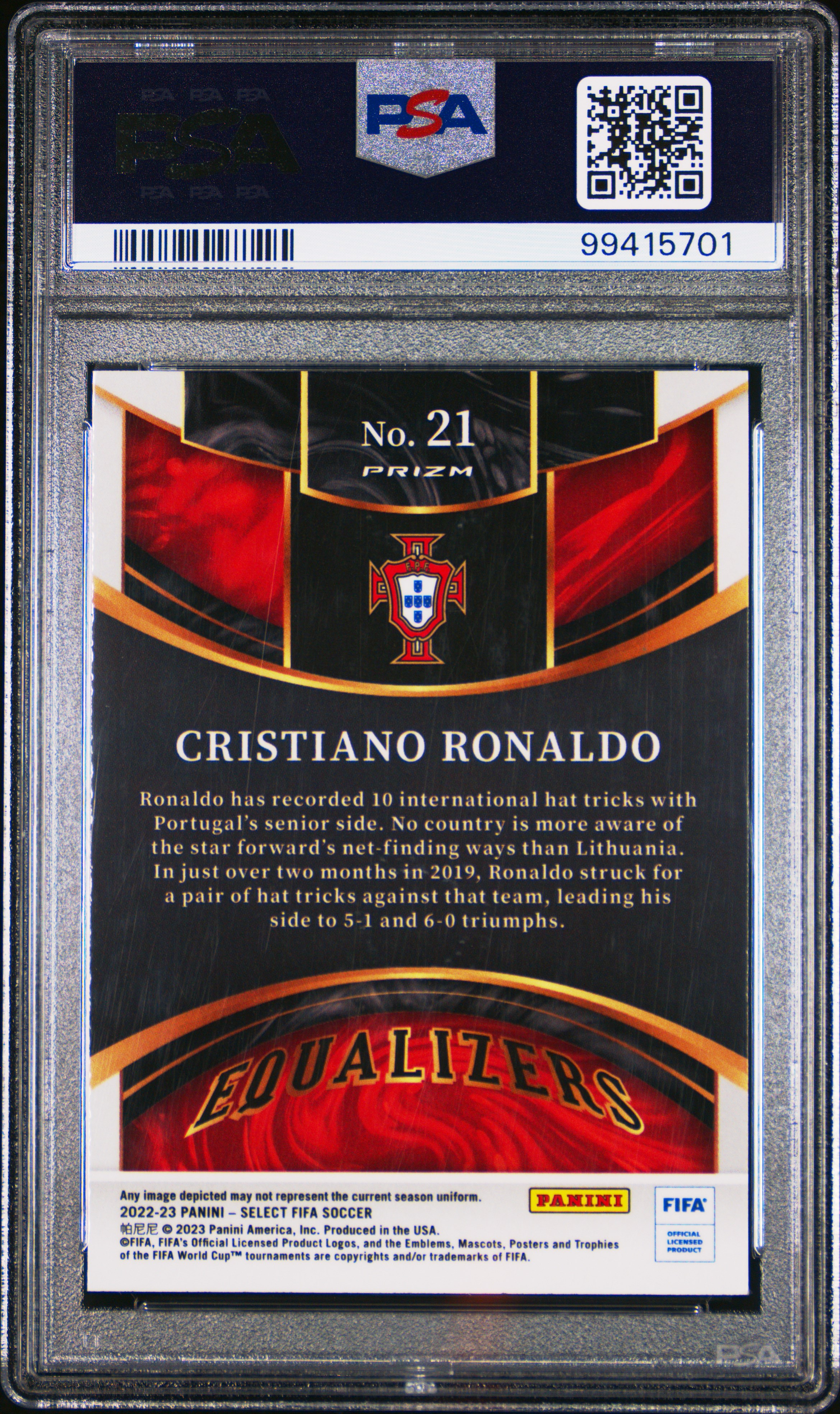 2022 Panini Select Fifa Equalizers Cristiano Ronaldo #21 (Equalizers) Nm-Mt 8 back