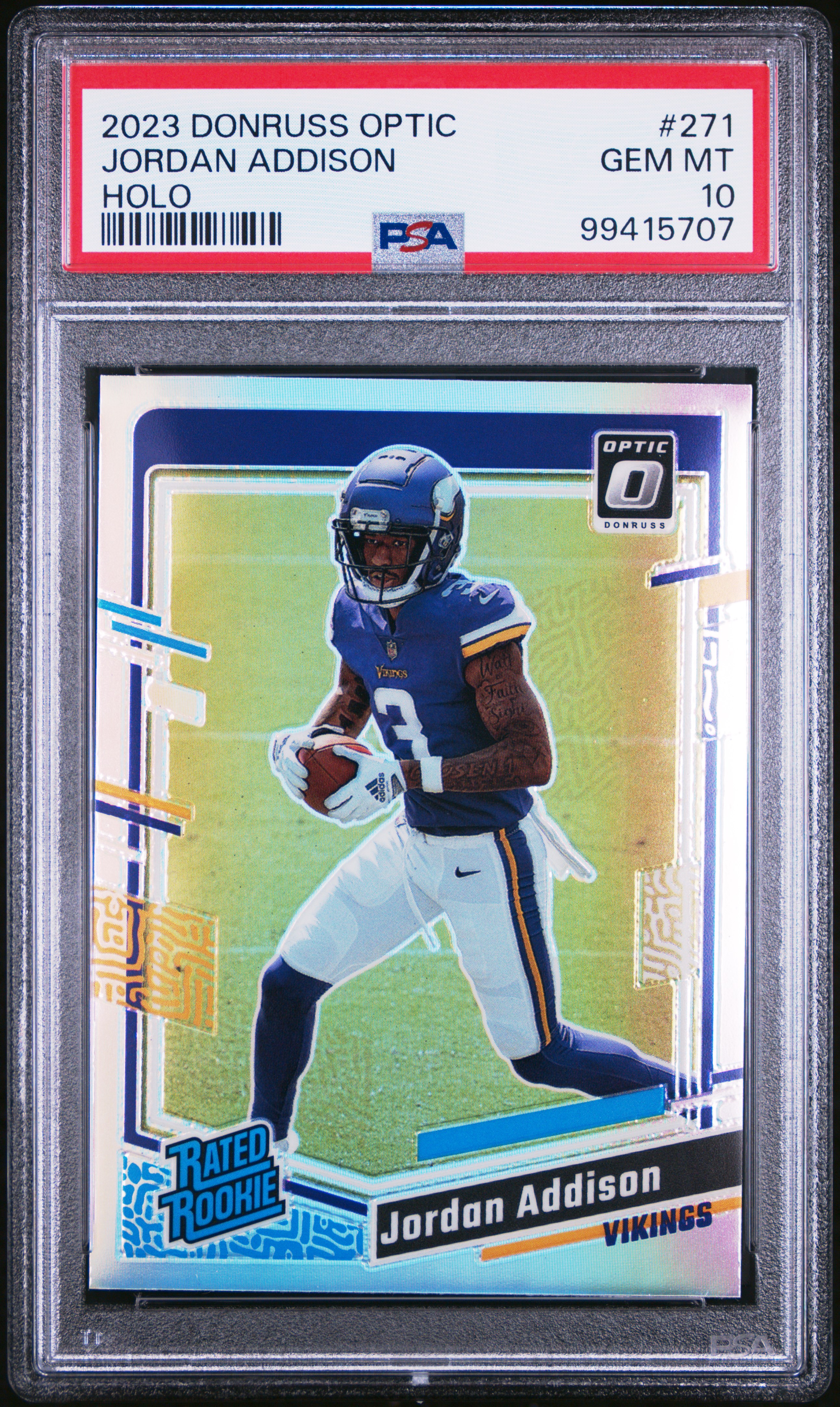 2023 Panini Donruss Optic Jordan Addison #271 (Holo) Gem Mt 10 front